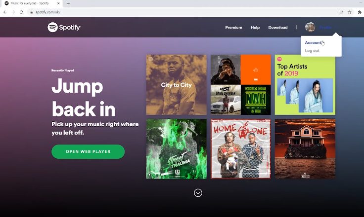 Visit Spotify's official Website and log into your account
