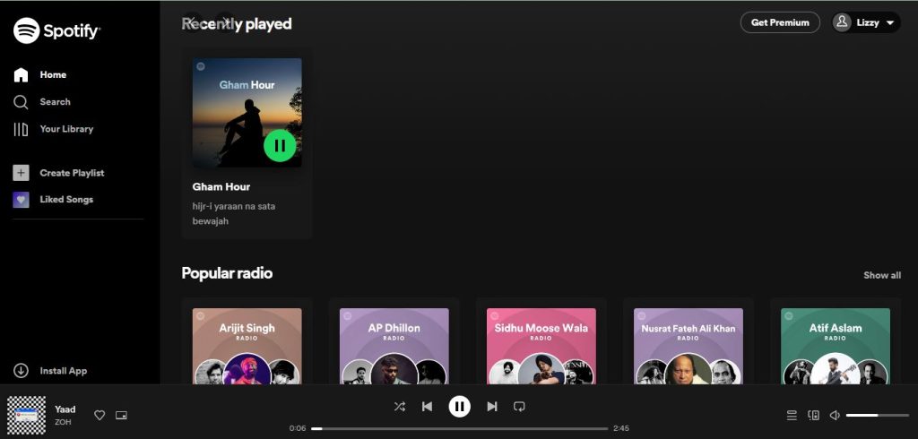 listening music on Spotify